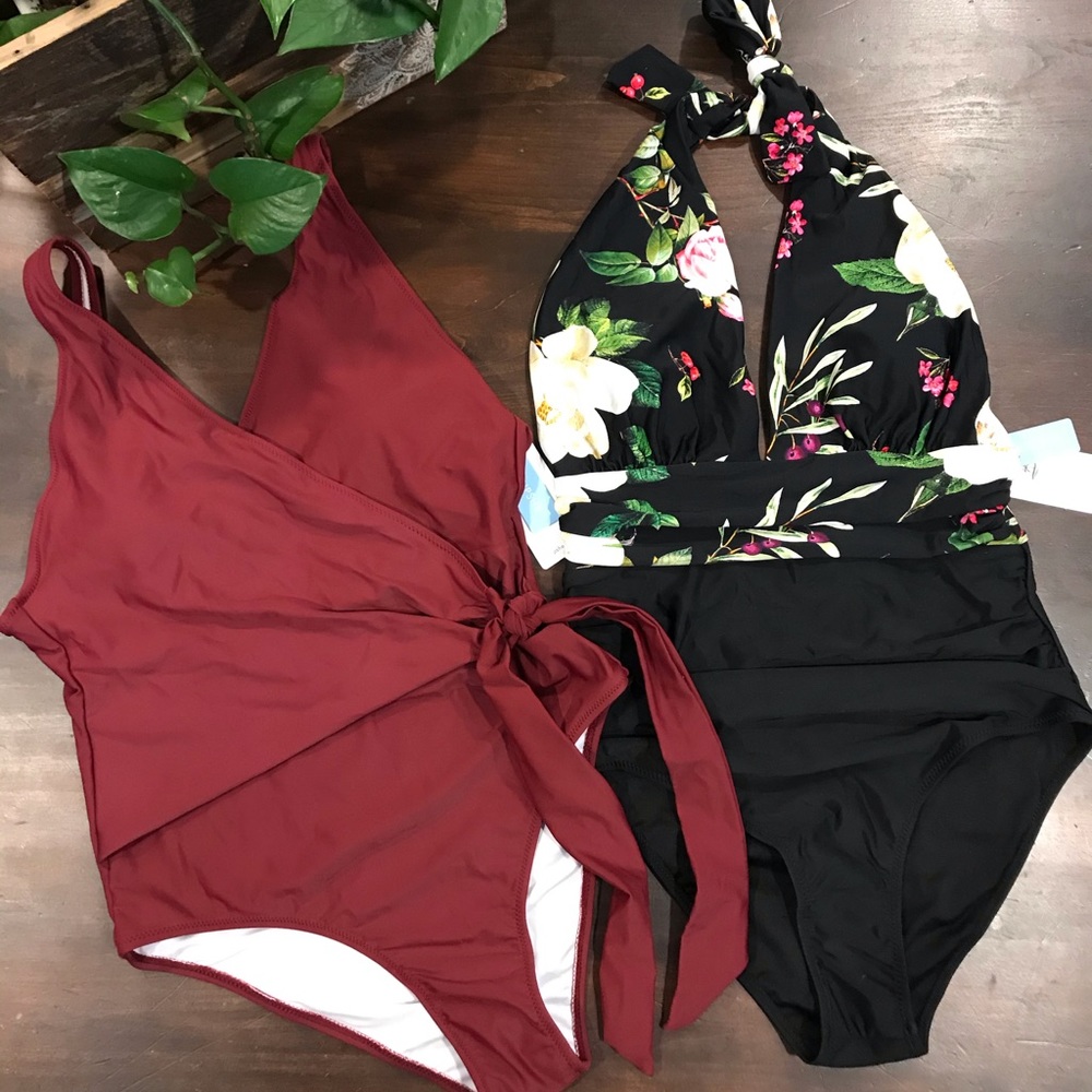 2 ☀️CUPSHE one piece bathing suits burgundy medium